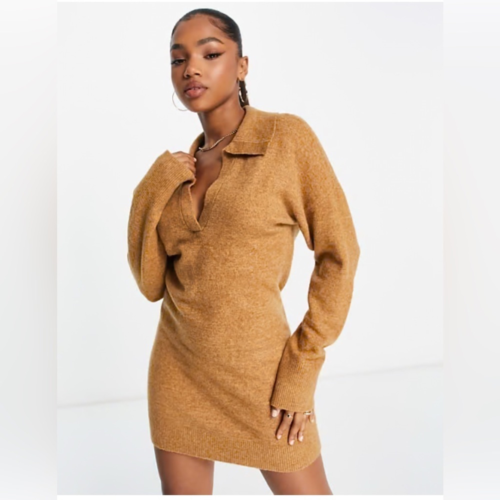 ABERCROMBIE & FITCH LONG SLEEVE COLLARED MINI SWEATER DRESS, SIZE‎ S